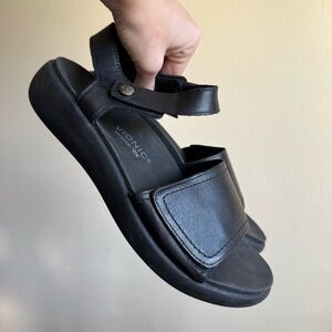 Vionic Awaken RX Solid Black Sandals Shoes 9.5